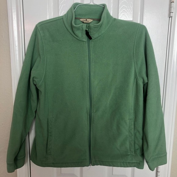 Woolrich Womens Full Zip Fleece Jacket Large L Light Green Pockets Outdoor - Picture 1 of 4